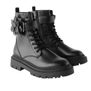 Zara Girls Lace Up Ankle Black Boots(Size 37/5)